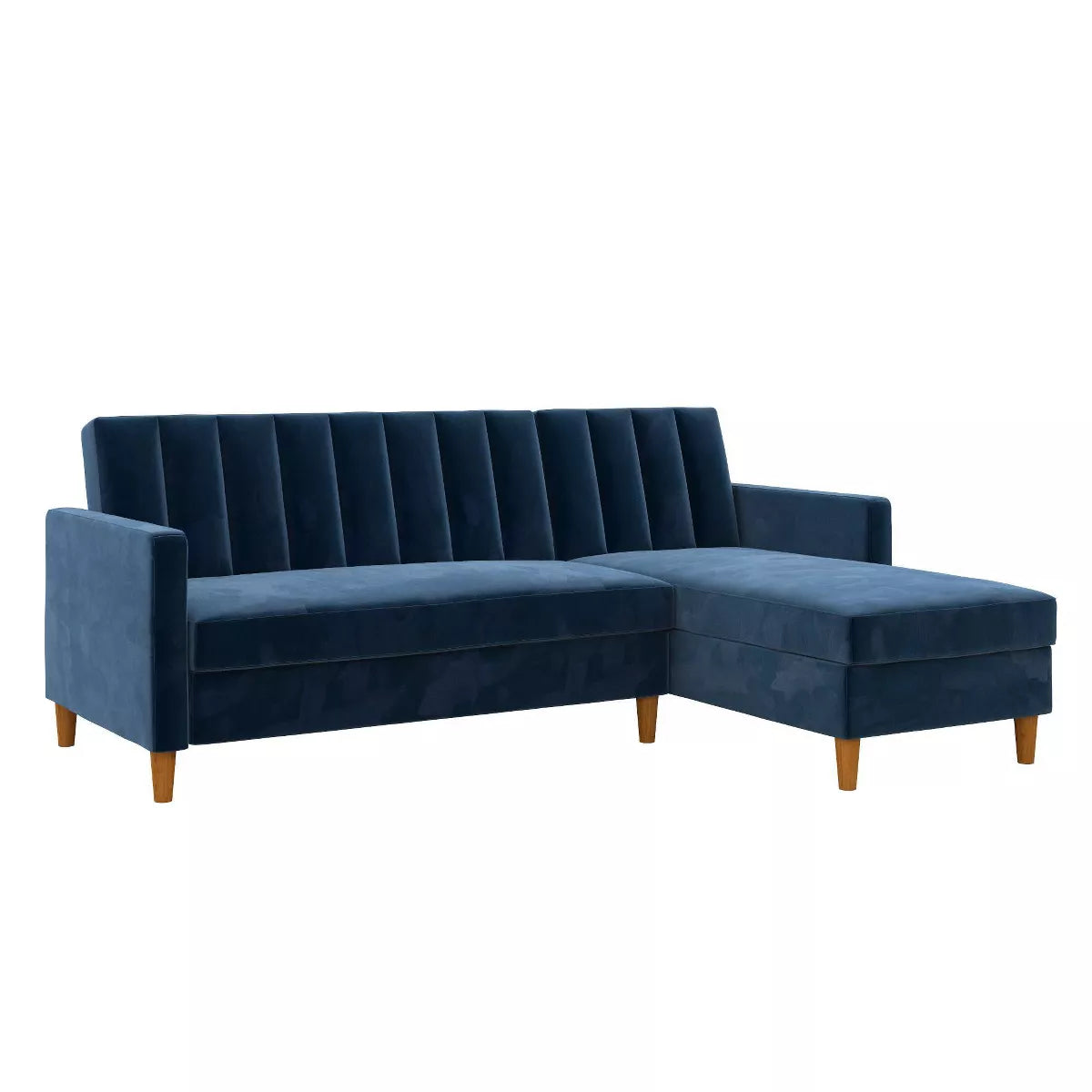 Celine Sectional Futon with Storage Reclining Couch Navy Velvet - Room & Joy Sofa