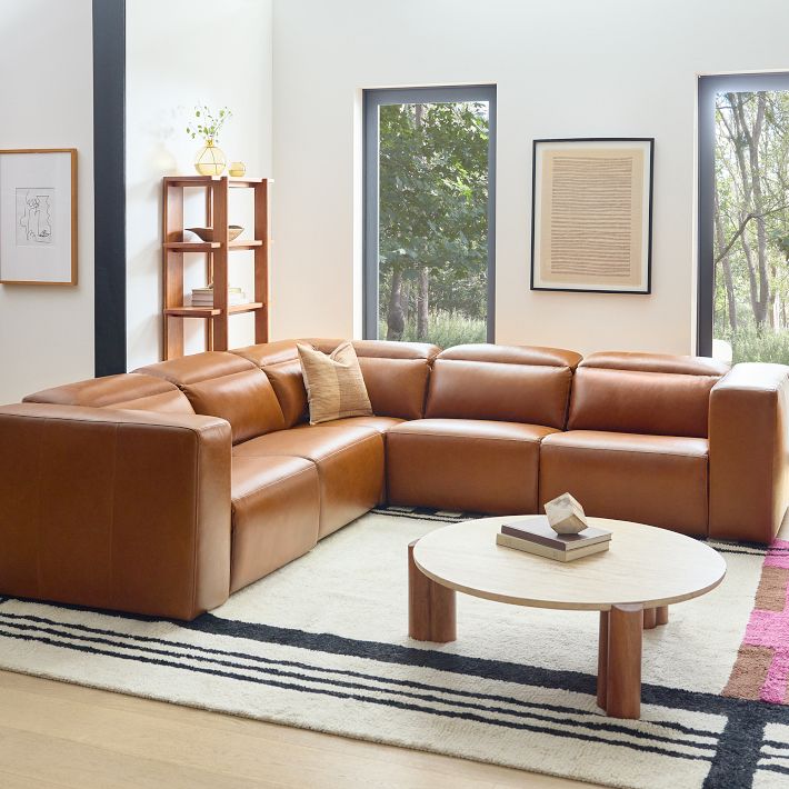 Leo Motion Reclining Leather 5-Piece  Sofa
