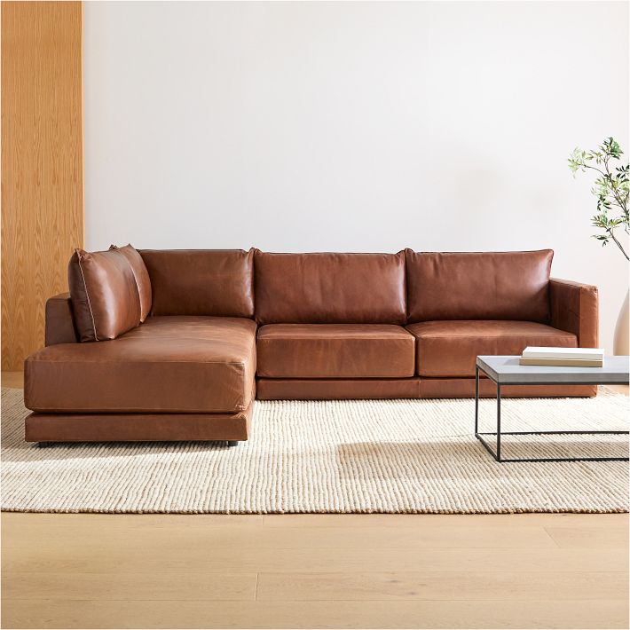 Melbourne Leather 2-Piece Bumper Chaise  Sofa