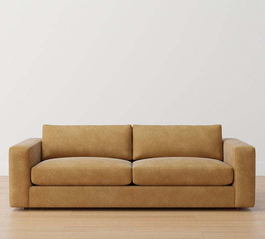 Carmel Square Wide Arm Leather  Sofa