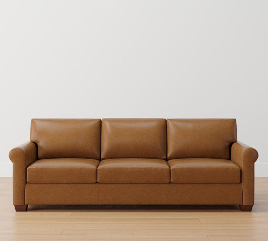 York Roll Arm Leather  Sofa