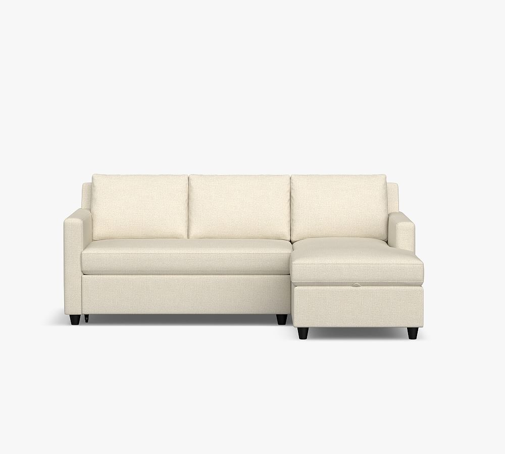 Sanford Square Arm Upholstered Storage Chaise  Sofa